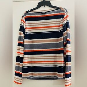 DKNY Navy and White Striped Knit